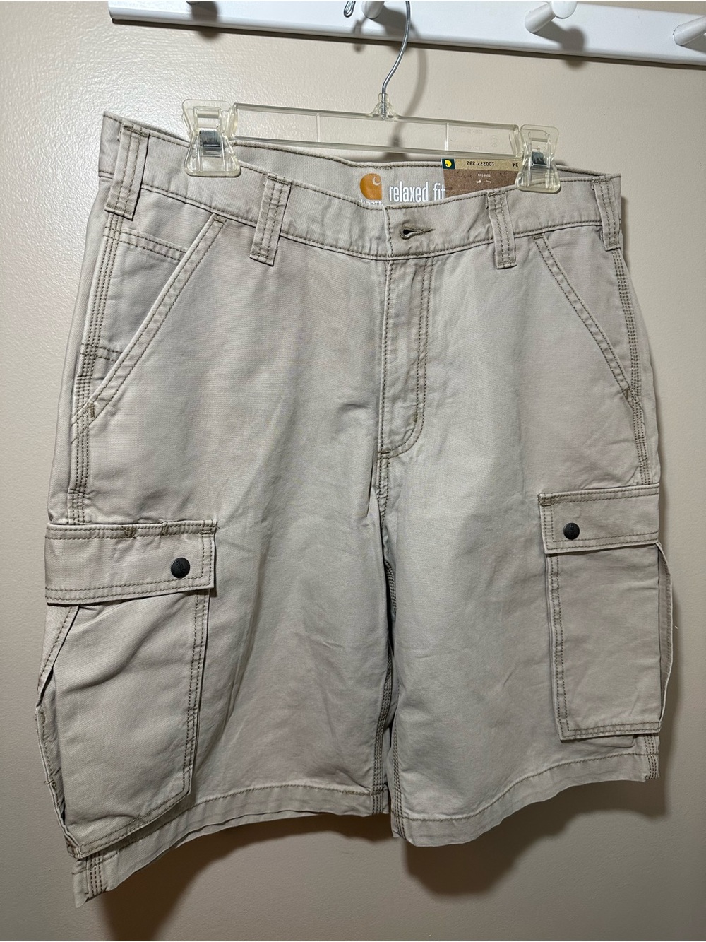 New Carhartt Rugged Cargo Shorts 34 Mens Canvas Relaxed Fit Khaki